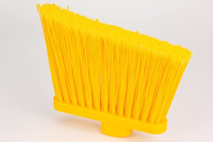 SPARTA 41082EC04 Plastic Color Coded Broom, Flagged Bristles, Long Broom With Angled Head For Large Debris, 56 Inches, Yellow, (Pack of 12)