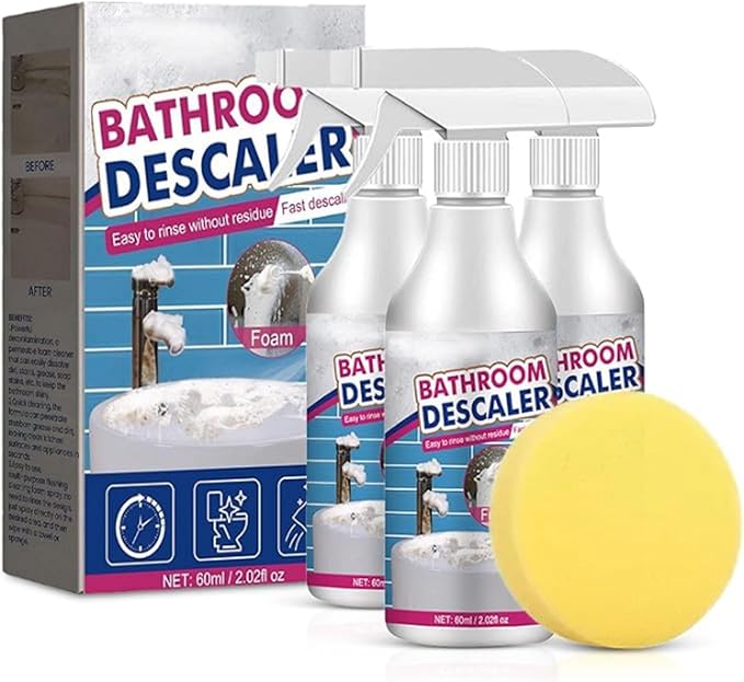 Bathroom Descaler Foam Cleaner Spray, All Purpose Stubborn Stains Cleaner, Bubble Cleaner Foam Spray for Toilet Bath Shower Glass Sink Cleane (3)