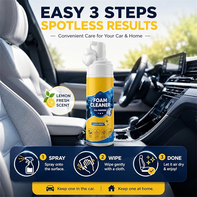 4-In-1 Multi-Enzyme Foam Cleaner,Enzyme Foam Cleaner,All-Purpose Deep Cleaning Spray For Car Interio,Kitchen,Bathroom,Sofa