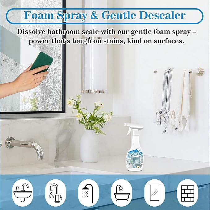 Snowlily Hard Water Stain Remover – 20 Oz Glass Shower Door Cleaner, Soap Scum & Calcium Remover for Windows, Tile, Grout, Toilet, Tubs – Bleach-Free Spray