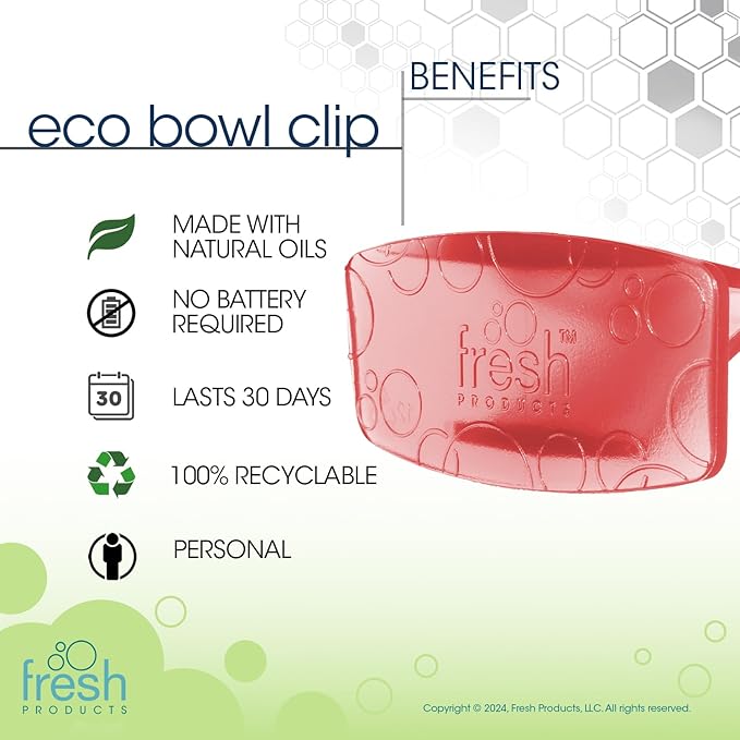 Fresh Products Eco-Bowl Clip 2.0 Toilet Bowl Air Freshener, Kiwi Grapefruit Scent, 4 Clips