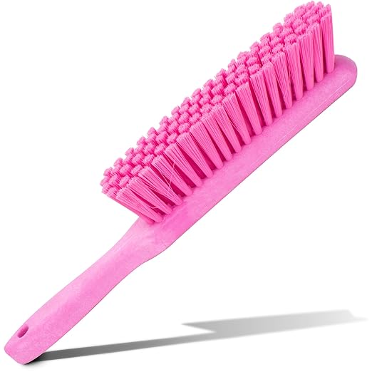 SPARTA 8 Inch Soft Counter Brush with Polyester Bristles and 5 Inch Handle, Color Coded Handheld Broom for Tables Countertops and Foodservice Surfaces, 13 Inch Overall Length, Pink, Pack of 6