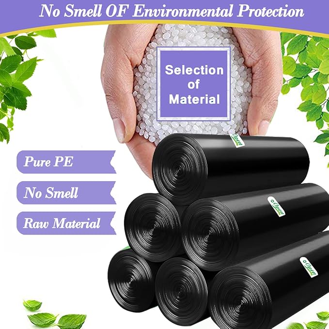 3 Gallon 120pcs Small black Trash Bags(Fit 3-3.2 Gal) Plastic Strong black Garbage Bags,Bathroom Trash Can Bin Liners,Waste Basket Liner,Fit 10-13 Liter, 2.6 Gallon,3 Gallon,3.2Gallon (3-Black120)