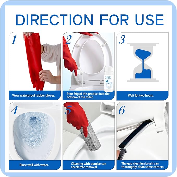 7Pcs Pumice Stone Toilet Bowl Cleaning Brush Set with Long Cleaning Gloves Crevice Brush Powerfully Cleans Stain Hard Water Ring Calcium Buildup Rust for Cleaning Toilet Bathrooms