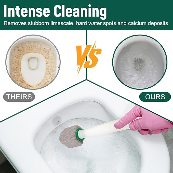 Pumice Stone Toilet Bowl Cleaner,Bathroom Cleaner Brush Toilet Wand Refills with 1Handles For Remove Hard Water Stains with 1 Wand+ 5 Pack Pumice Stones