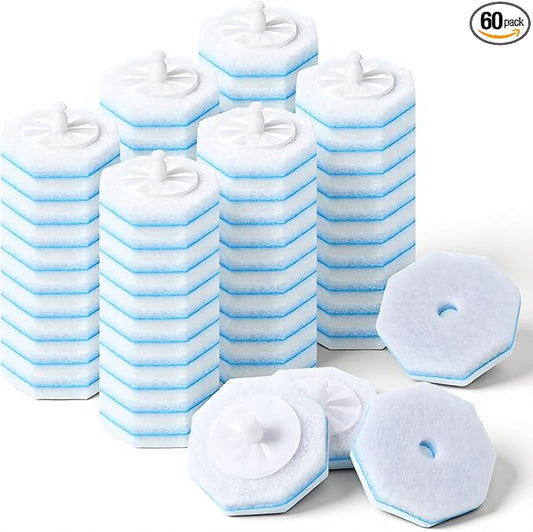 60 Counts Disposable Toilet Wand Refills Compatible with Most Bowl Brush Wand, Disposable Bathroom Toilet Brush Scrubber Heads, Toilet Bowl Cleaner Refill Pads for Stain Removal Deep Cleaning