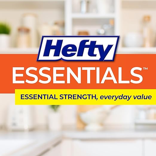 Hefty Essentials Drawstring 13 Gallon Kitchen Trash Bags, 45 Count, Tall Unscented Trash Bags for Kitchens, Home Offices, or Laundry Rooms, Easy to Tie, Lift, and Carry, White (Pack of 6)