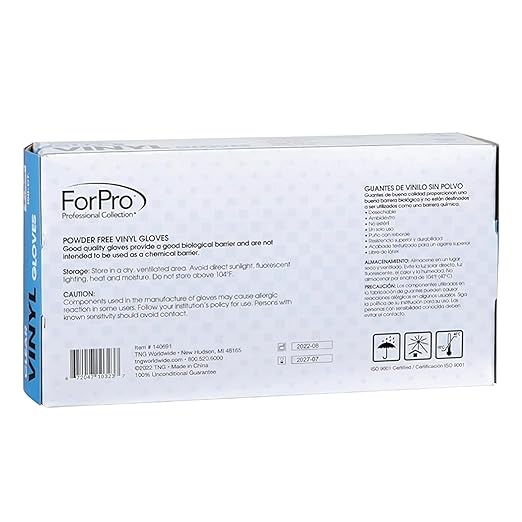 ForPro Disposable Vinyl Gloves, Clear, Industrial Grade, Powder-Free, Latex-Free, Non-Sterile, Food Safe, 2.75 Mil. Palm, 3.9 Mil. Fingers, X-Large, 100-Count (Pack of 10)