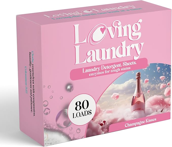 LOVING LAUNDRY- Laundry Detergent Soap Sheets Strips For Washing Machine | Clean Ingredients, Natural Fragrance, Paraben Free | Stain Remove Enzymes (80 Loads) Champagne Kisses