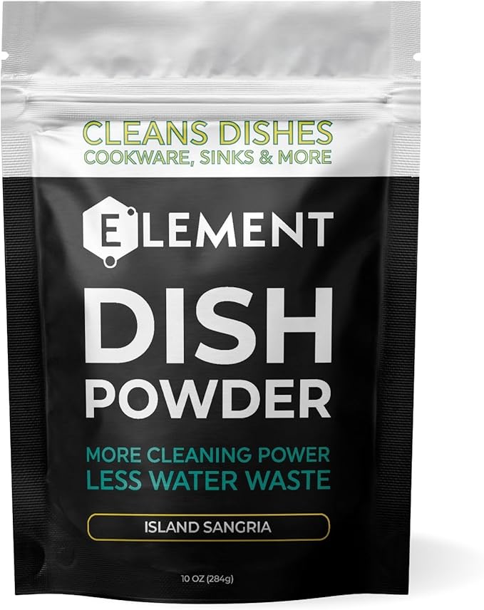 ELEMENT Dish Powder | Grease-Fighting Dish Soap | No Harsh Chemicals, Liquidless, Plastic-Free | Plant-Based Pouch (10 OZ Pouch, Island Sangria)