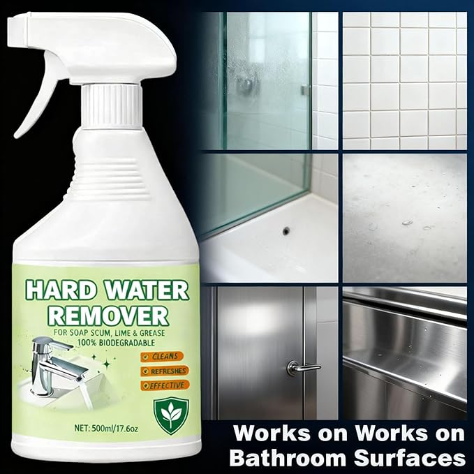 Hard Water Remover, Cleaner for Shower, Glass, Toilet, Water Pipe, Tub & Sink 500 ml/17.6fl oz