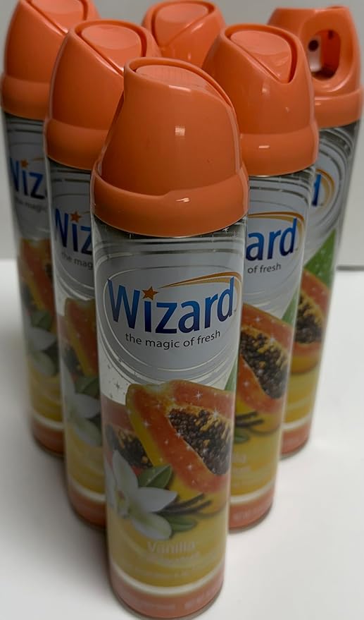 Wizard The Magic of Fresh | Odor Neutralizer & Air Freshener - 10 Oz. Vanilla papaya (Pack of 6) (Packaging May Vary)