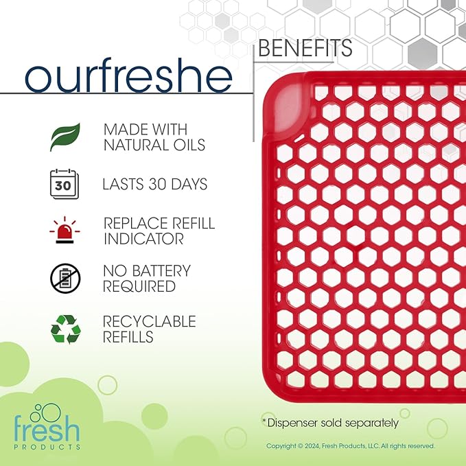 Fresh Products ourfreshe Plug In Air Freshener 30 Day Refills Replace Messy Aerosols with Dry Fragrance For Use in Medium Sized Spaces Winter Spruce 6 Pack