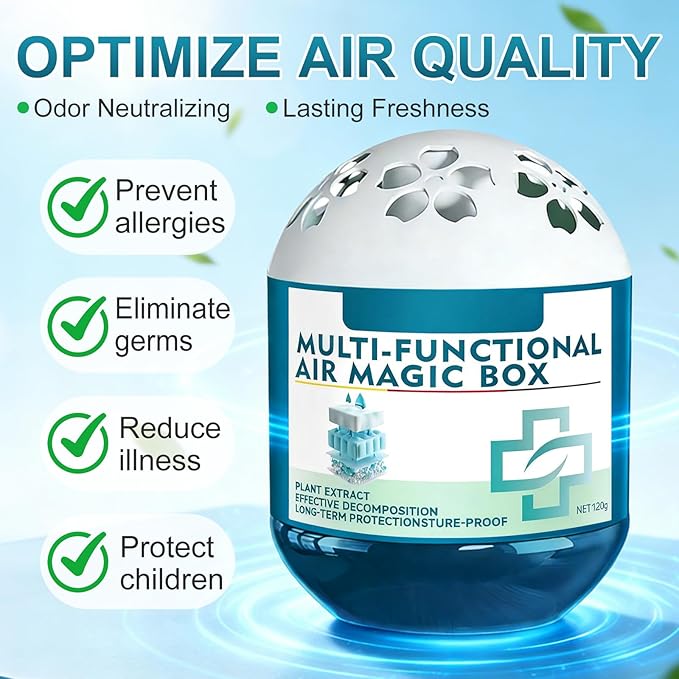 Indoor Air Purification Dust Removal Magic Box,Multi-Functional Air Magic Box,Automatic Dust Collection Air Box, Odor Eliminator Air Freshener, Office, Bedroom, Pet Areas (120g）