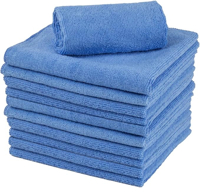 Restaurantware Clean Tek Professional 16 x 16 Inch Cleaning Cloths 100 Lint Free Microfiber Towels - Highly Absorbent Non Abrasive Blue Microfiber Cleaning Rags Reusable For All Purpose Use