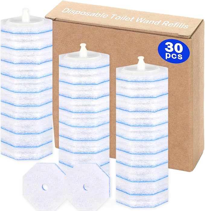 30 Count Disposable Toilet Wand Refills for Clorox Toilet Wand, 5X Cleaning Power Scrubber Refill, High-Density Disposable Brush Refills, 360° Efficient Cleaning, No Falling Apart, Fresh Fragrance.