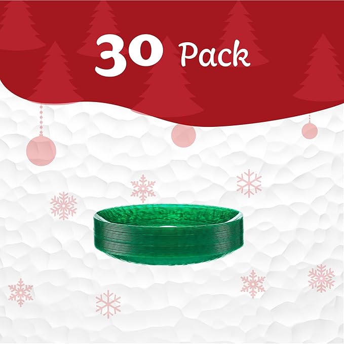 PLASTICPRO 30 Pack Hammered Plastic Plates Heavyweight Disposable Plastic Plates Elegant Green Platsic Party (Hammered green Christmass, 7'' INCH)
