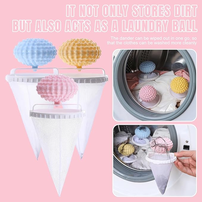 3 Pcs Pet Hair Remover for Laundry 2026 New Washing Machine Hair Catcher Floating Hair Filtering Mesh Removal Reusable Laundry Hair Filter for Pet Loving Families Lint Catcher for Washing Machine