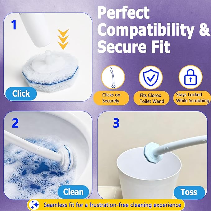 Disposable Toilet Wand Refills for Clorox 30 Count, Toilet Cleaner Refills Pads (Not Included Brush Rod) Lavender fragrance