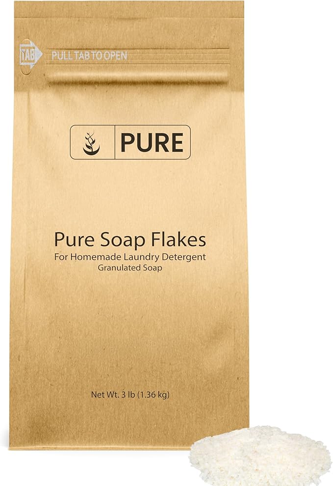 Pure Original Ingredients Soap Flakes (3 lb) Tallow Based, Homemade Laundry Detergent, Granulated Soap