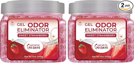 Pack of 2 Scented Gel Air Freshener | Strawberry Scented Gel For Closet, Office, Car & Small Spaces | Room Deodorizer, Helps with Odor | Air Freshener Home Long Lasting | Bathroom Freshener | By Perfa
