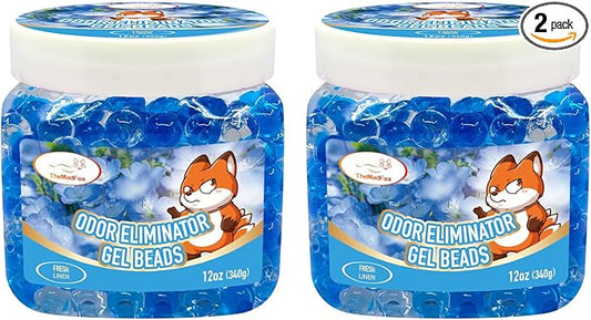 2 Pack Odor Eliminator Gel Beads, 12 oz, Air Freshener Beads for Home & Car, Pet Odor Eliminator for Bathroom, Closet, Pet Area & RVs, Long-Lasting Natural Fresh Linen