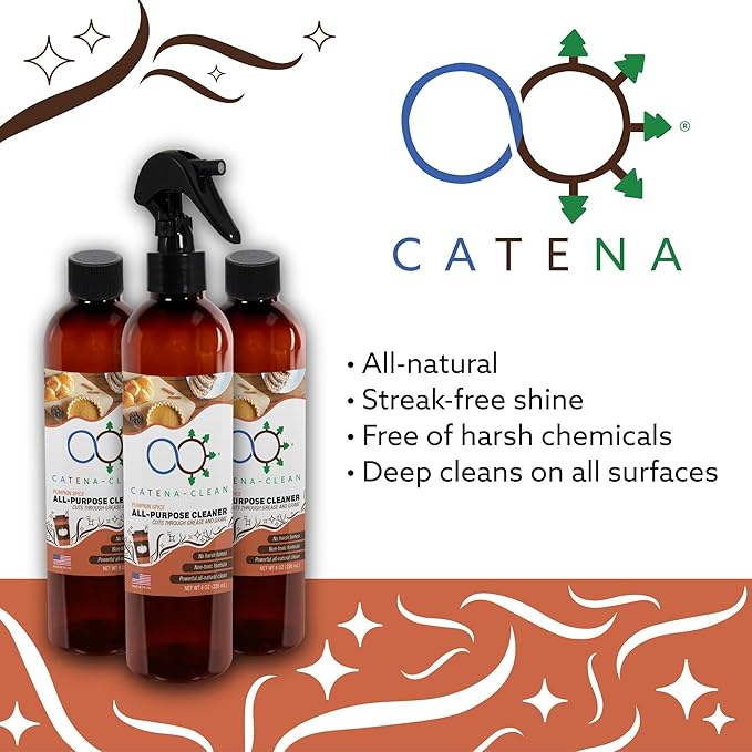 Natural Pumpkin Spice Bathroom Cleaner (Pack of 3) – Refreshing, Fast Acting, All Purpose Spray Cleaner for Toilet, Shower, Tile, Tub, & Sink – Descaler, Limescale, Grime, & Soap Scum Remover 8 fl. oz