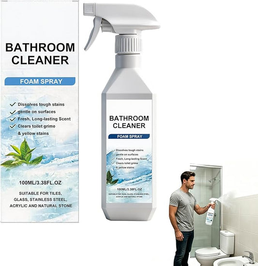 3.38Oz Bathroom Cleaner Foam Spray, Scale Remover Bathroom Cleaner, Powerful Scale Remover, Suitable For Tiles, Glass, Stainless, Steel (1pcs)