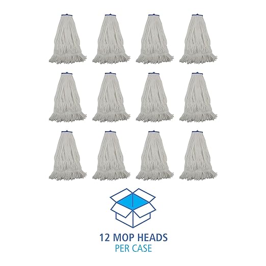 Boardwalk BWK824R 24 oz. Lie-Flat Rayon Fiber Mop Head - White (12/Carton)