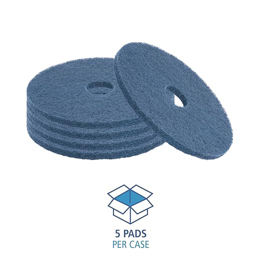 Boardwalk Scrubbing Floor Pads, 16" Diameter, Blue, 5/Carton