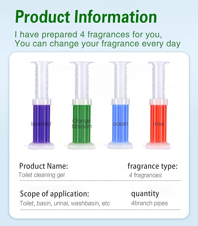 EKE 4 Pack Flower Toilet Gel Stamp Long Lasting Fragrance Anti Limescale Odor Removal Cleaner For Bathroom