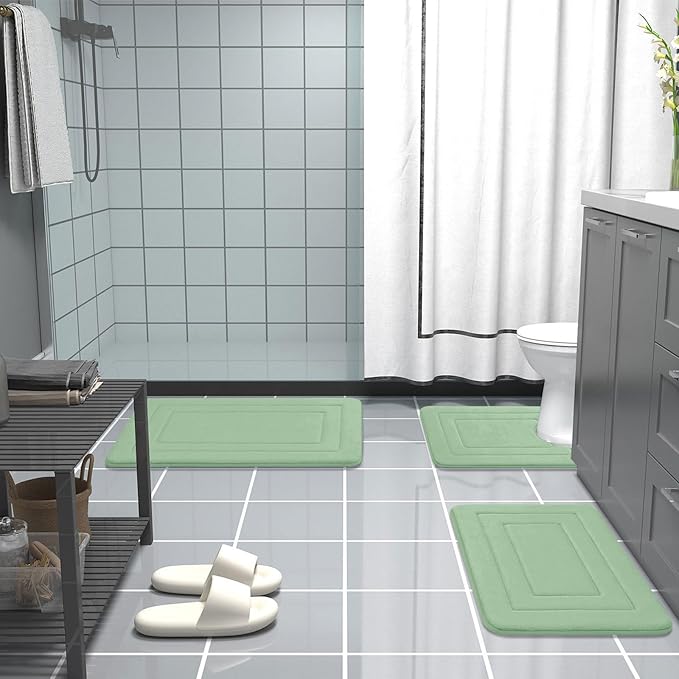 Arotive Memory Foam Bathroom Rug Mat 36x24, Ultra Soft and Absorbent Bath Mat, Machine Wash Dry, Comfortable Bath Rug Carpet for Bathroom Floor, Tub and Shower, Sage Green