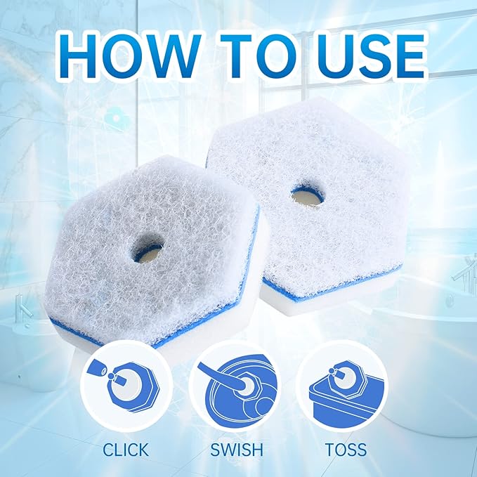 60 Counts Disposable Toilet Cleaning Wand Refills Bowl Scrubbers Heads (60)