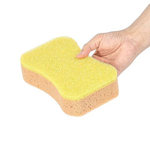 Restaurantware Sponge and Scouring Pad Combo 1 Count 7.7 x 4.9 x 2.1 Inches Plastic Multi-Surface Scrubber Flexible Cleaning Sponge for Commercial Kitchens