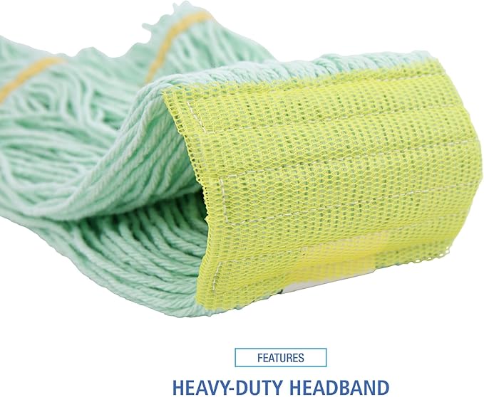 Boardwalk EcoMop Looped-End Mop Head, Recycled Fibers, Extra Large Size, Green