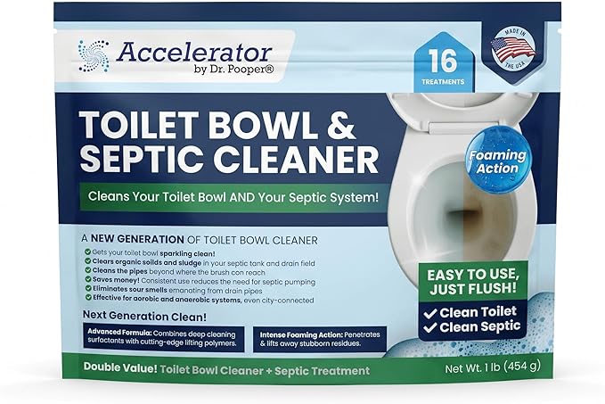 Dr. Pooper Toilet Bowl & Septic Tank Cleaner—Powerful Stain Remover & Odor Eliminator—Bio-Activated Formula for Deep Cleaning & Septic Maintenance—Safe for Pipes & All Plumbing Systems