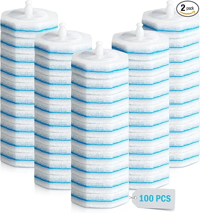 100 PCS Toilet Bowl Wand Refills, Disposable Toilet Brush Refills,Replacement Heads for Bathroom Washroom Cleaning Pads Compatible with Most Brushes Scrubbers Pack for Household Cleaning Local Stock