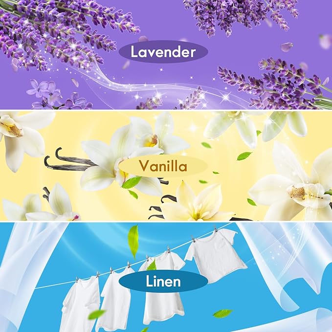 Plug In Air Freshener Starter Kit, 12 Refills + 1 Warmer, Lavender, Vanilla & Fresh Linen Scents for Home, Bathroom & Office, Compatible with Air Wick & Glade, Not Include Glade Plus