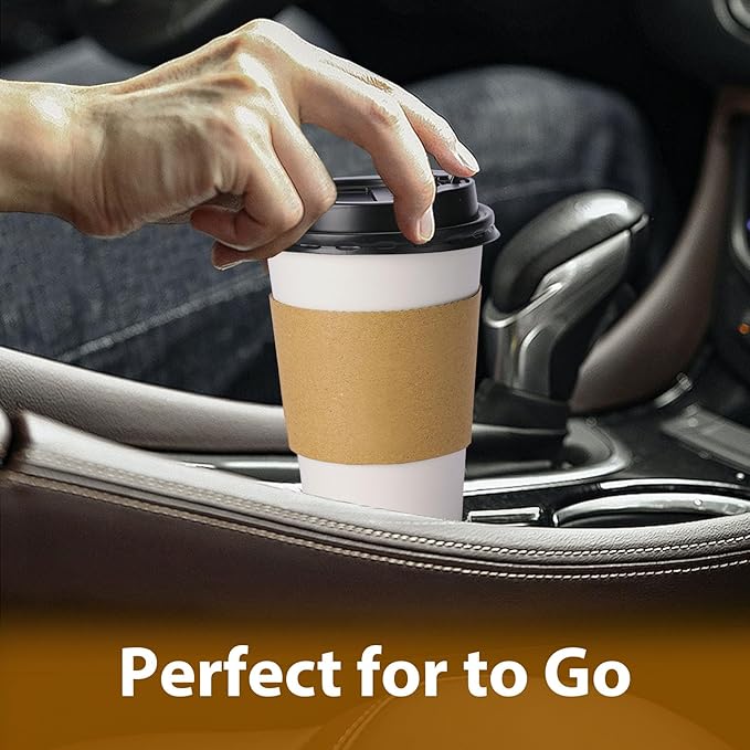 Clawsoff 100 Pack 16 oz Disposable Paper Coffee Cups with Lids and Sleeves, Sturdy Thick Paper Cups with Lids(White)