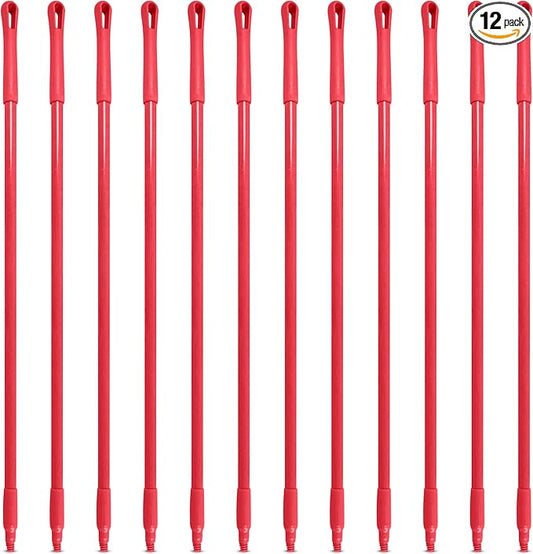 SPARTA 41225EC05 Fiberglass Broom Handle, Mop Handle, Replacement Handle With Acme Threaded Tip For Commercial Cleaning, 48 Inches, Red, (Pack of 12)
