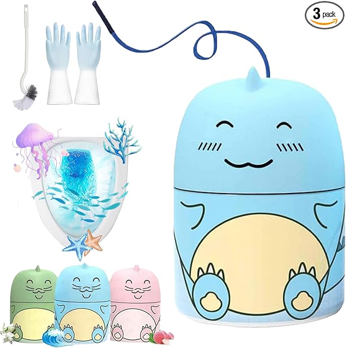 Magic Toilet Cleaning Bottle, Magic Toilet Bowl Cleaner with Carrying Rope, Cute Dinosaur-Shaped Toilet Bowl Cleaner Bottle, Long-Lasting Fresh Scent, One Dinosaur for Three Months (Ocean)