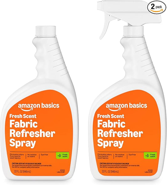 Amazon Basics Fabric Spray, Fabric Freshner, Fresh Scent, 32 fl oz, Pack of 2, Packaging May Vary