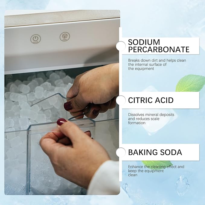 Ice Machine Cleaner Maker Descaler, 12 Ice Maker Cleaner Tablets, Remove Hard Water Mineral Buildup Clean Tablets Ice Makers, Nickel Safe Scale Remover for All Ice Machines, 2 PCS