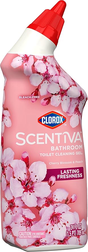 Clorox Scentiva Bathroom Toilet Cleaning Gel, Cherry Blossom and Peach, 24 Fluid Ounces (Pack of 2)