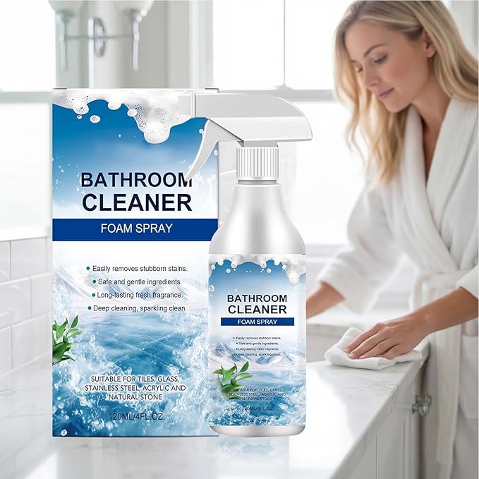 Bathroom Cleaner Foam Spray, With Fast Acting Stain Removal Formula, 120ml, Antíbacteríal Dísinfectant Cleaner, Dísinfectant Spray & Liquids, Gentle Formula, For Home, Wall, Floor, Bathtub, Toilet