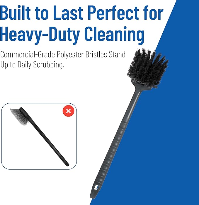 SPARTA 40501EC03 Plastic Large Scrub Brush, Kitchen Brush, Utility Brush With Long Handle For Cleaning, 20 Inches, Black, (Pack of 6)