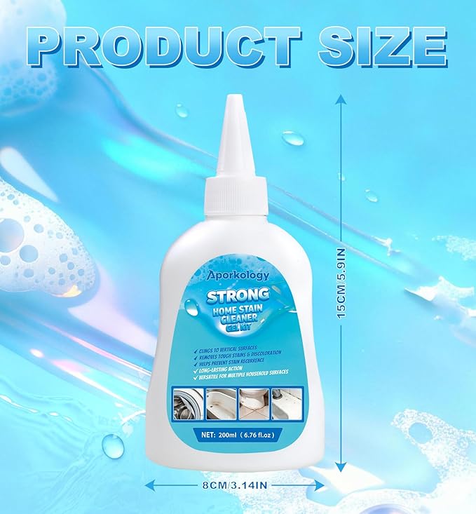 Home Stain Cleaner Gel, Heavy Duty Bathtub Stain Remover for Washing Machine, Toilet, Bathroom Grout, Bathtub, Kitchen Sinks, Tile, Door & Window Tracks（400ml）