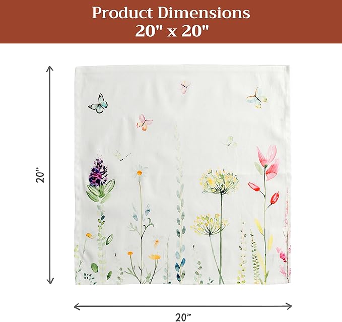 Maison d' Hermine 100% Cotton Cloth Napkins Set of 4 Everyday Reusable Square Napkins Cloth Washable Dinner Party Wedding Restaurant Hotel Kitchen Spring Summer (Botanical Fresh, 20" x 20")