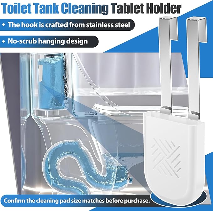 Toilet Tank Cleaning Tablet Holder, Bleach Tablet Bracket, Hanging Toilets Bowl Cleaner Carrier for Preventing Dissolved Residue From Polluting Water Tank, Fits Standard-Height Toilet Tanks
