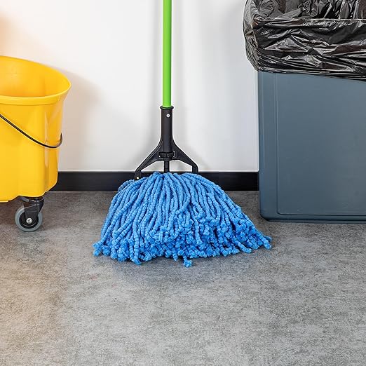 Restaurantware-MOP HEAD ONLY: Clean Tek Professional 24 Ounce Wet Mop Head, 1 Cut End Refill - Handle Sold Separately, 1.25 Inch Headband, Microfiber Blue Replacement, Reusable